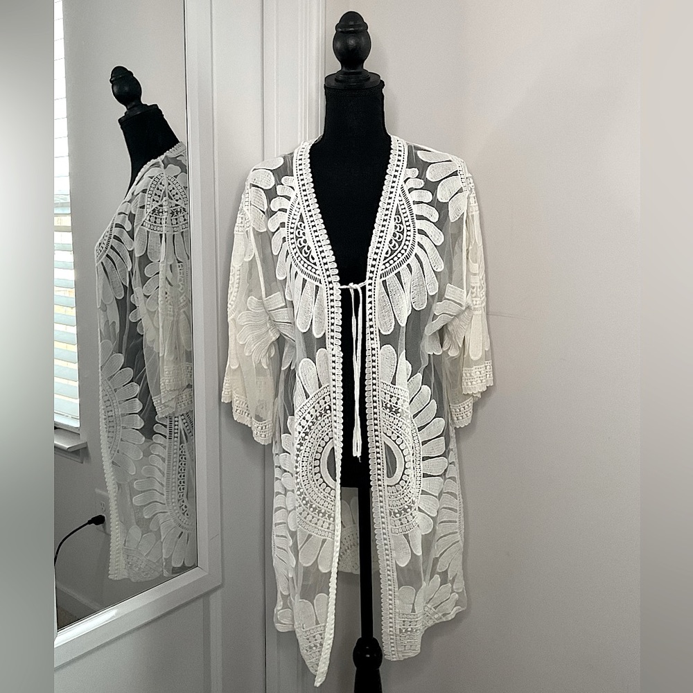Embroidered Mesh Cover Up